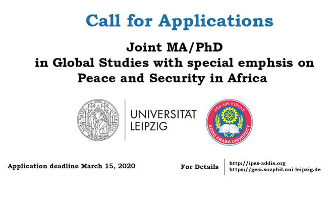 Call for Applications Joint MA and PhD Programme in Global Studies (with special emphasis on peace and security in Africa)