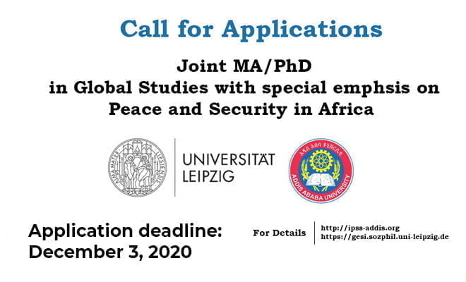 Call for Applications Joint MA and PhD Programme in Global Studies (with special emphasis on peace and security in Africa)