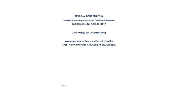 Holistic Recovery: Enhancing Conflict Prevention and Response for Agenda 2063